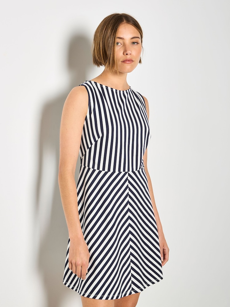 Apricot Blue Stripe Jersey Knit Mini Dress - Image 1 of 4