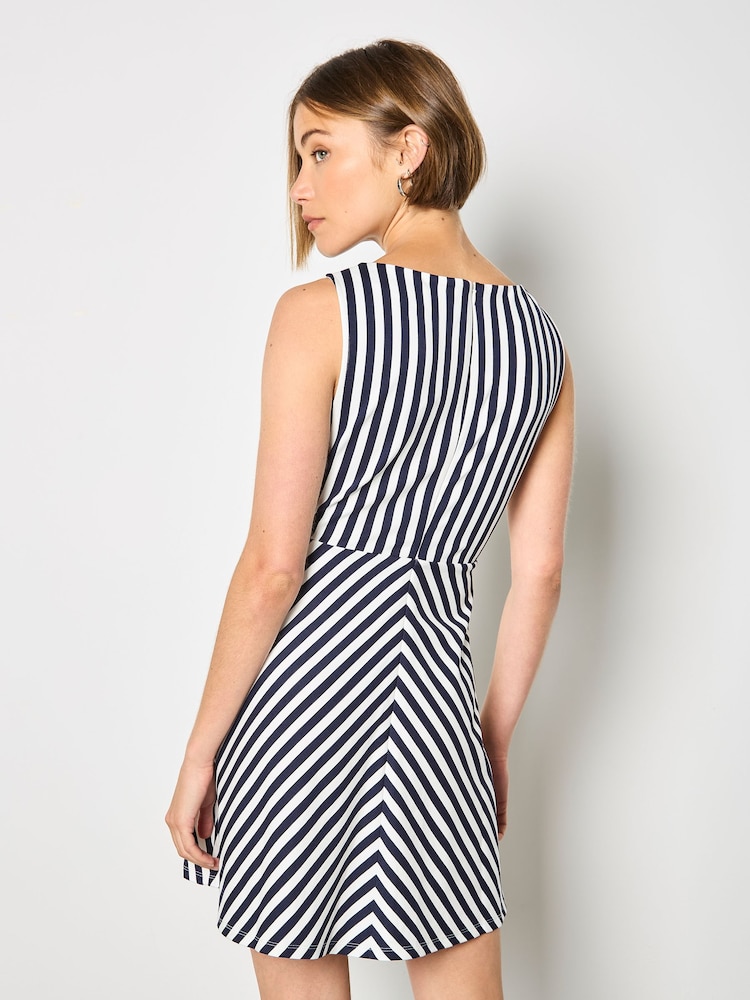 Apricot Blue Stripe Jersey Knit Mini Dress - Image 2 of 4