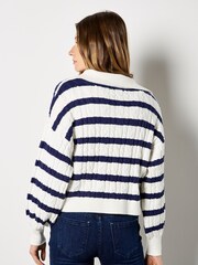Apricot White Stripe Cable Knit Jumper - Image 4 of 4