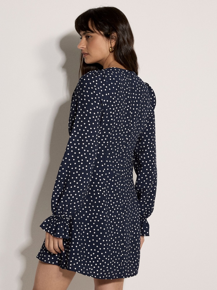 Blau - Apricot Polka Dot Milkmaid Mini Dress - Bild 4 von 4