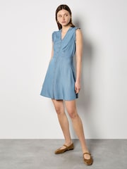 Apricot Blue Ruffle Button-Down Mini Dress - Image 2 of 4