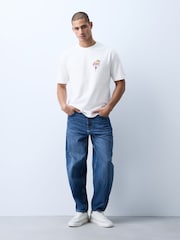 White Ocean Drive Relaxed Fit Graphic Print Heavy Weight T-Shirt - Image 3 of 5