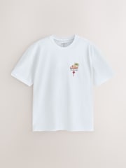 White Ocean Drive Relaxed Fit Graphic Print Heavy Weight T-Shirt - Image 6 of 10