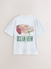 White Ocean Drive Relaxed Fit Graphic Print Heavy Weight T-Shirt - Image 7 of 10