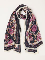 FatFace Navy Vintage Floral Lightweight Scarf - Image 1 of 3