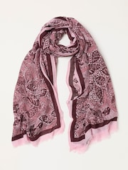 FatFace Pink Leaf Lightweight Scarf - Image 1 of 3