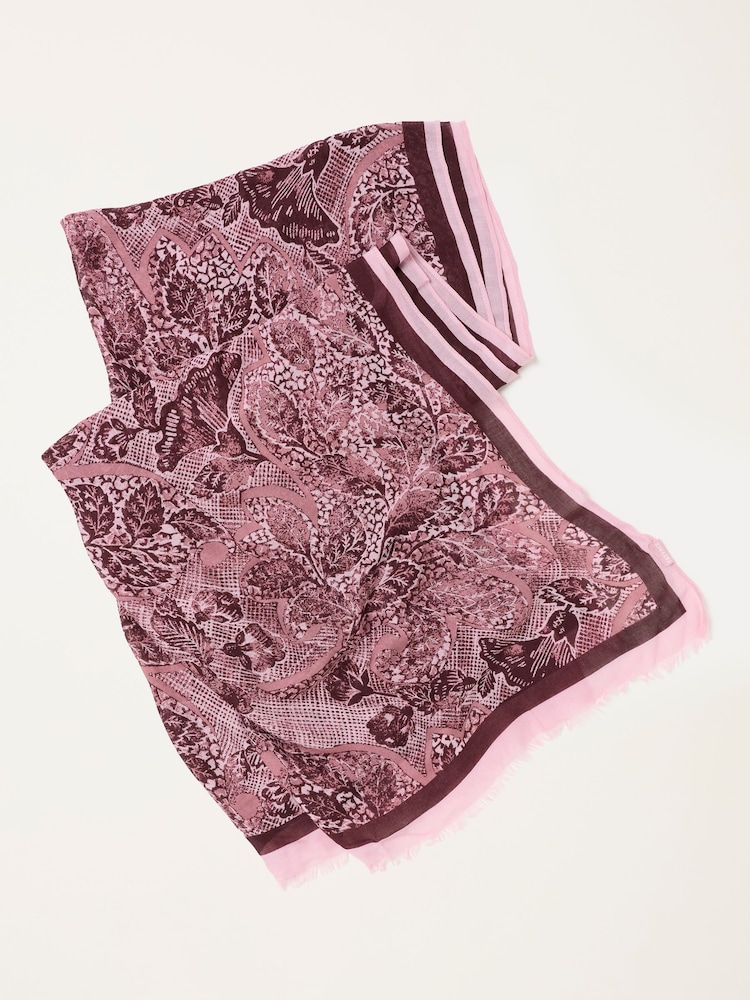 FatFace Pink Leaf Lightweight Scarf - Image 3 of 3