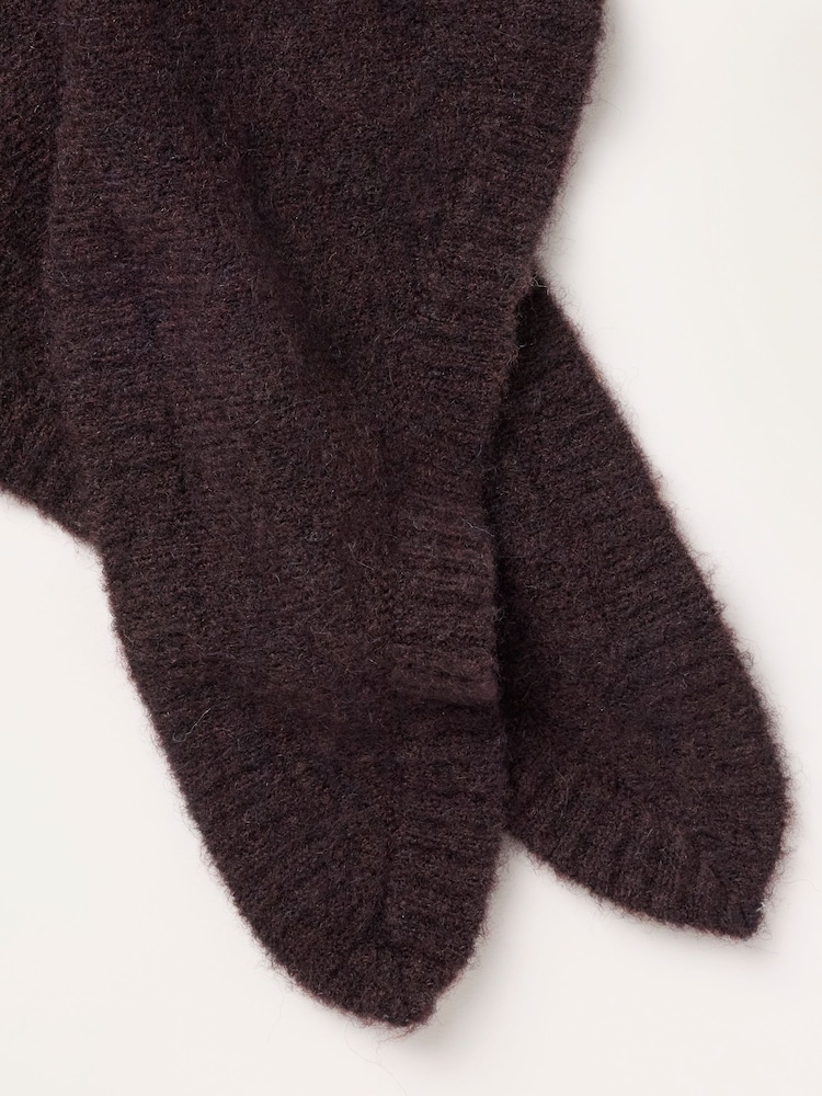 FatFace Halle Chocolate Brown Wool Rich Soft Triangle Scarf - Image 3 of 3