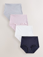 Gris/rose/crème - Lot de 4 culottes en coton et dentelle - Image 1 de 7