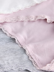 Gris/rose/crème - Lot de 4 culottes en coton et dentelle - Image 6 de 7