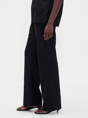 Negru - Gap Low Rise Linen-Blend Flare Trousers - Imaginea 3 din 4