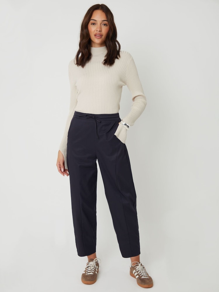 Threadbare Blue Curved Seam Barrel Leg Trousers - Image 1 of 5