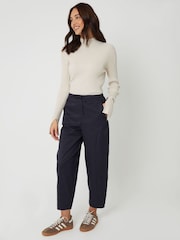 Threadbare Blue Curved Seam Barrel Leg Trousers - Image 2 of 5