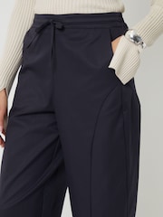 Threadbare Blue Curved Seam Barrel Leg Trousers - Image 5 of 5