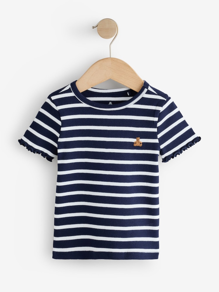 Blue Stripe/Dot Rib - Gap 3 Pack Short Sleeve Crew Neck T-Shirt (6mths-5yrs) (6mths-5yrs) - Obraz 2 z 8 Blue Stripe/Dot Rib - Gap 3 Pack Short Sleeve Crew Neck T-Shirt (6mths-5yrs) (6mths-5yrs) - Obraz 2 z 8