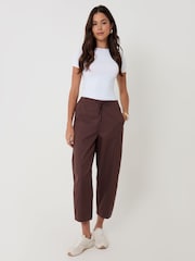 Threadbare Brown Curved Seam Barrel Leg Trousers - Image 1 of 4