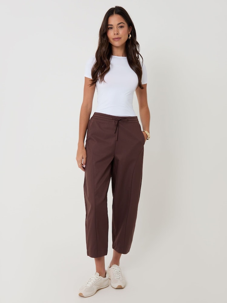 Threadbare Brown Curved Seam Barrel Leg Trousers - Image 1 of 4