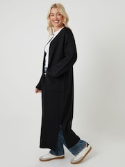 Threadbare Black Dropped Shoulder Knitted Coatigan - Image 3 of 5