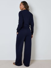 Threadbare Blue Sweat Bomber Cardigan & Joggers Co-ord 2-Piece Set - Image 4 of 5
