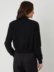 Threadbare Black Faux Wool Bomber Jacket - Image 2 of 4