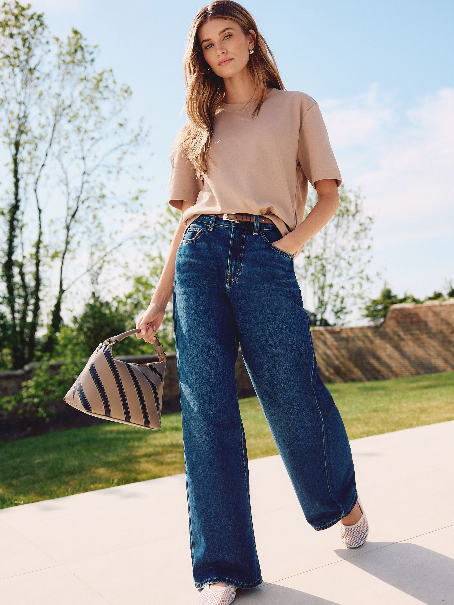 Buy Dark Blue High Rise City Wide Leg Jeans from the Next UK