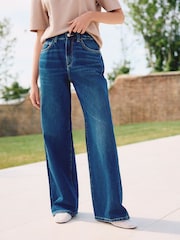 Dark Blue High Rise City Wide Leg Jeans - Image 2 of 7