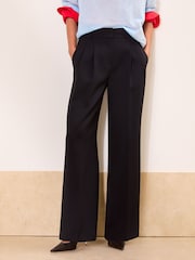 Lipsy Black Petite Premium Wide Leg Trousers - Image 1 of 5