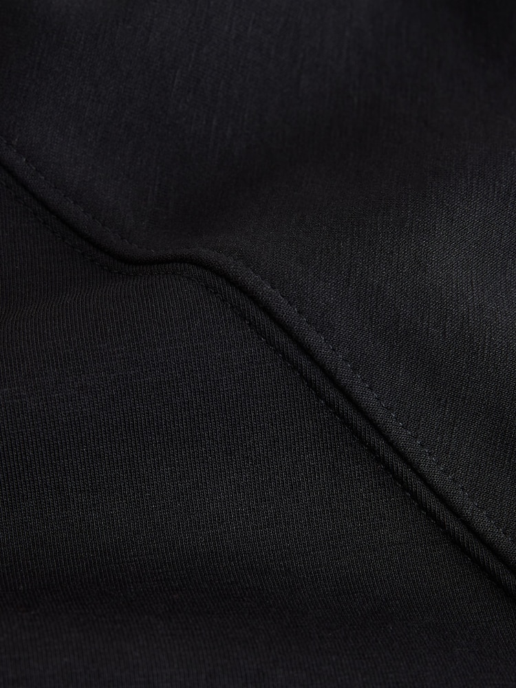Czarny - Crew Neck Long Sleeve Sweatshirt with Wool - Obraz 2 z 3