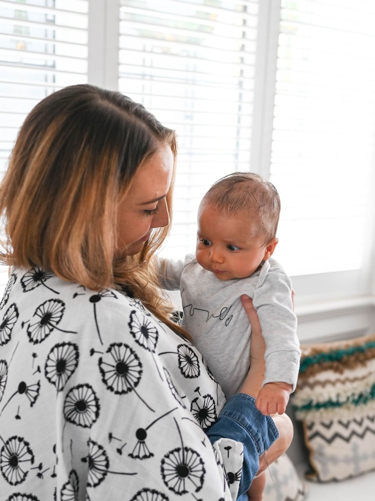 Etta Loves Black & White Dandelion Sensory Muslin Extra Large - Image 2 of 5
