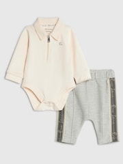 River Island Cream Zip Polo Bodysuit & Leggings Set - Image 1 of 4