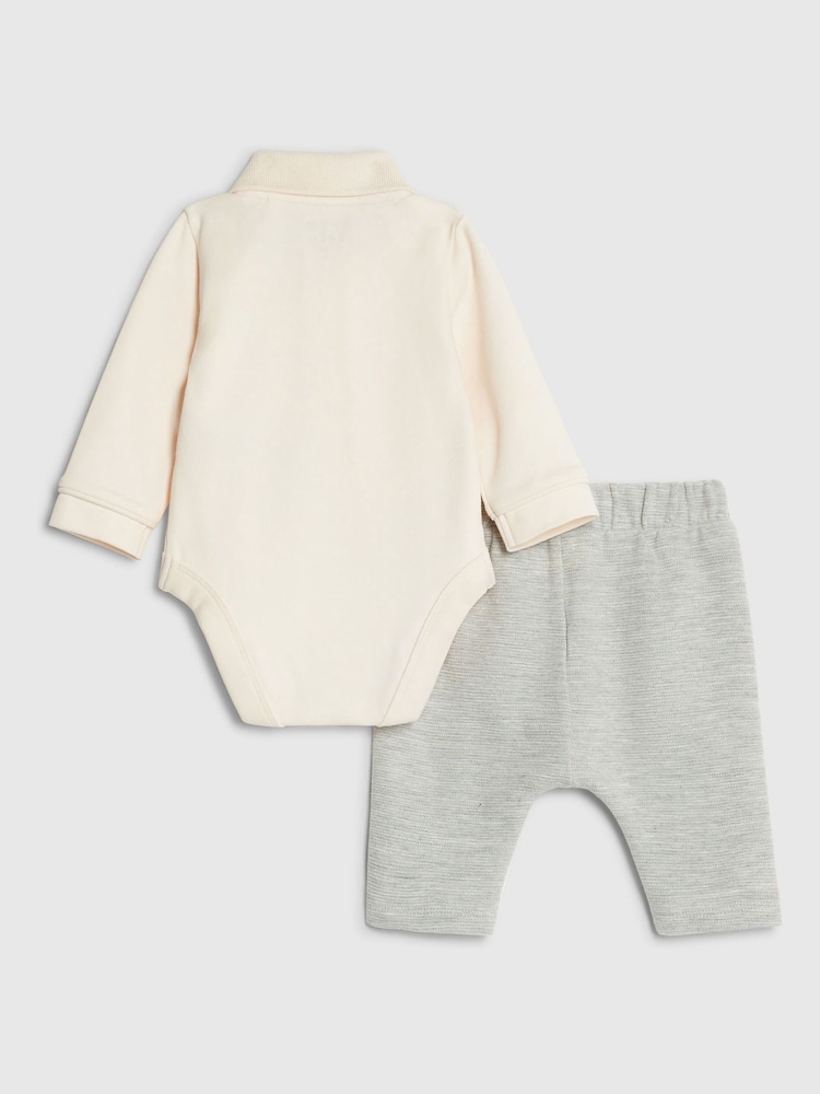 River Island Cream Zip Polo Bodysuit & Leggings Set - Image 2 of 4