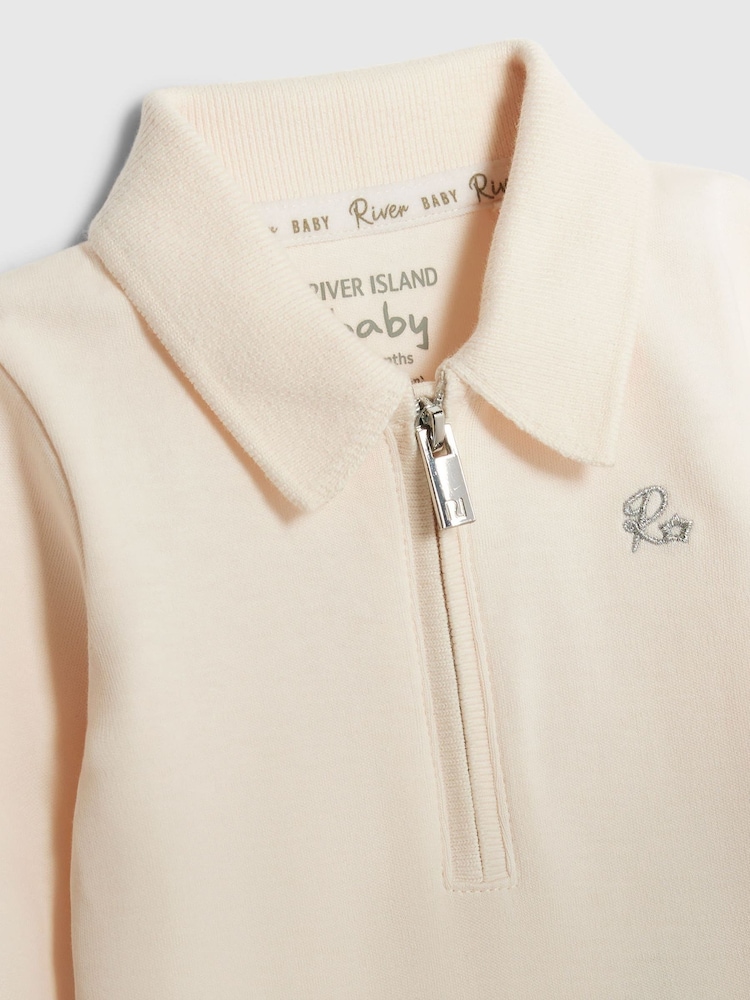 River Island Cream Zip Polo Bodysuit & Leggings Set - Image 4 of 4