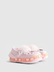 River Island Pink Light Up Fur Cuff Clogs - Image 2 of 5