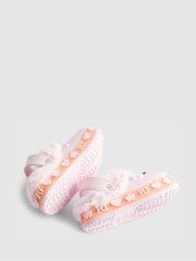 River Island Pink Light Up Fur Cuff Clogs - Image 4 of 5