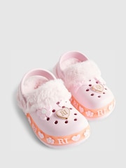 River Island Pink Light Up Fur Cuff Clogs - Image 5 of 5