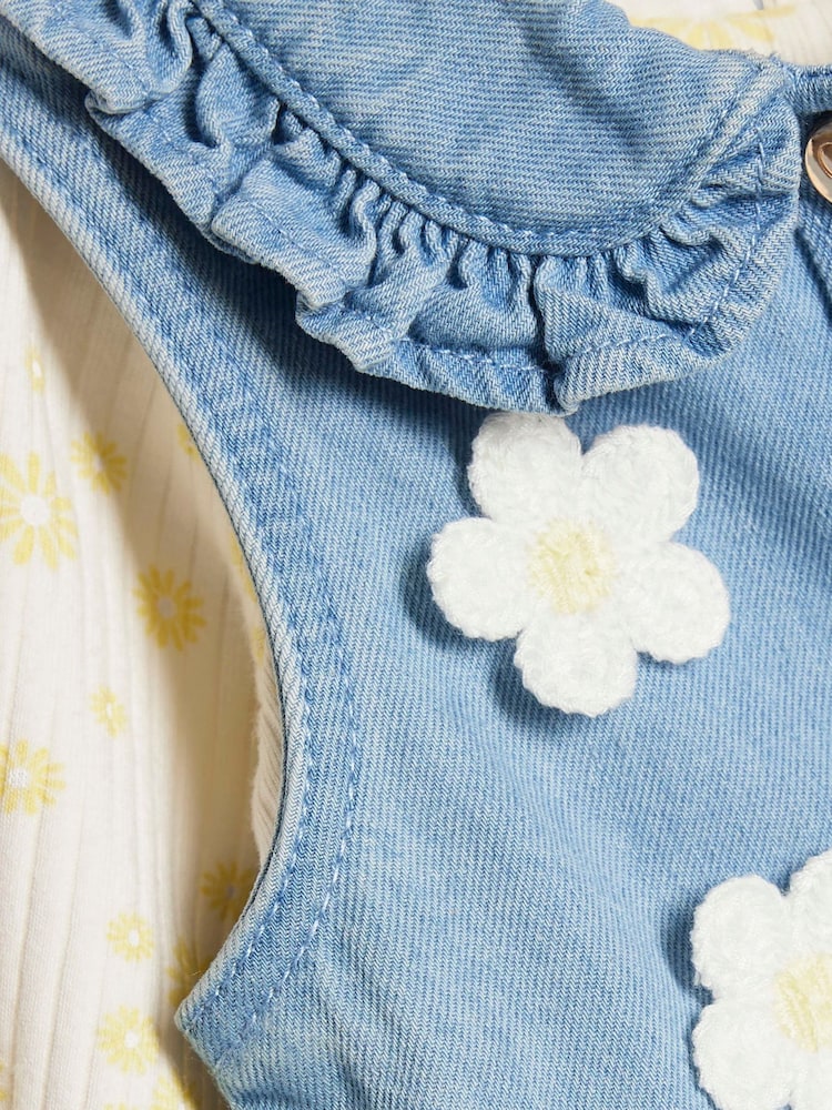 River Island Blue 3 Piece Daisy Gilet & Leggings Set - Image 5 of 5