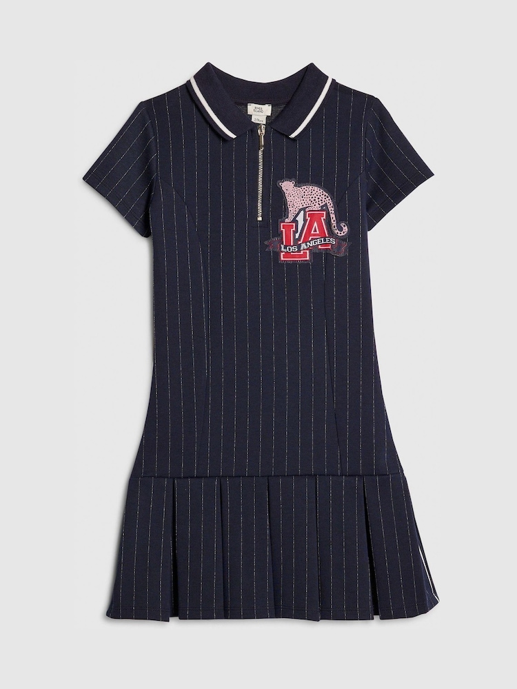 River Island Blue Los Angeles Pinstripe Dress - Image 1 of 4