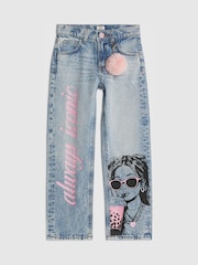 River Island Graffiti Girl Straight Leg Jeans - Kuva 1 / 4