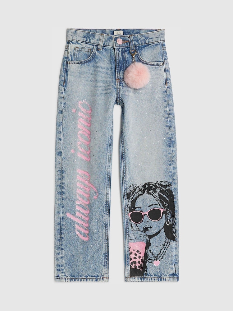 River Island Graffiti Girl Straight Leg Jeans - Kuva 1 / 4