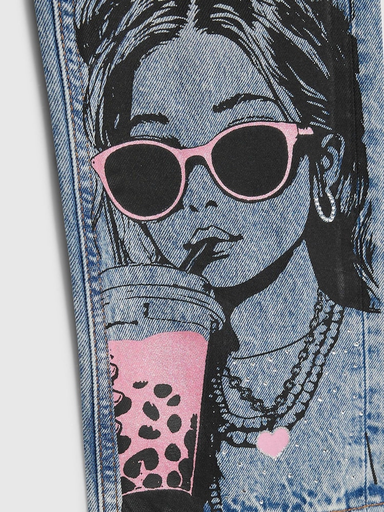 River Island Graffiti Girl Straight Leg Jeans - Kuva 4 / 4