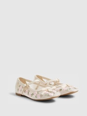 River Island Cream Rose Bud Ballerina Shoes - Image 1 of 4