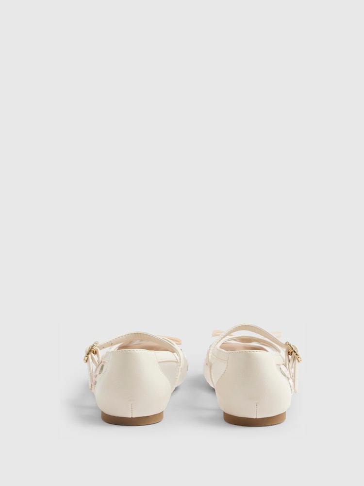 River Island Cream Rose Bud Ballerina Shoes - Image 2 of 4