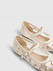 River Island Cream Rose Bud Ballerina Shoes - Image 4 of 4