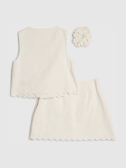 River Island White Flower Embrodiered Waistcoat & Short Set - Image 2 of 4