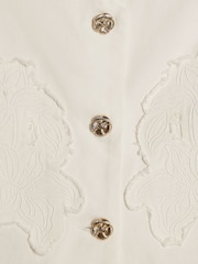 River Island White Flower Embrodiered Waistcoat & Short Set - Image 3 of 4