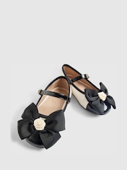 River Island Cream Contrast Bow Ballerinas - Image 2 of 4