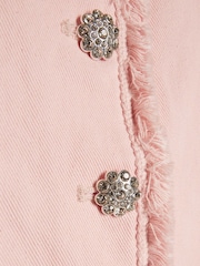 River Island Pink Denim Button Peplum Top & Wide Leg Jeans Set - Image 4 of 5