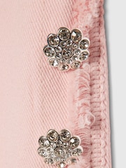 River Island Pink Denim Button Peplum Top & Wide Leg Jeans Set - Image 5 of 5