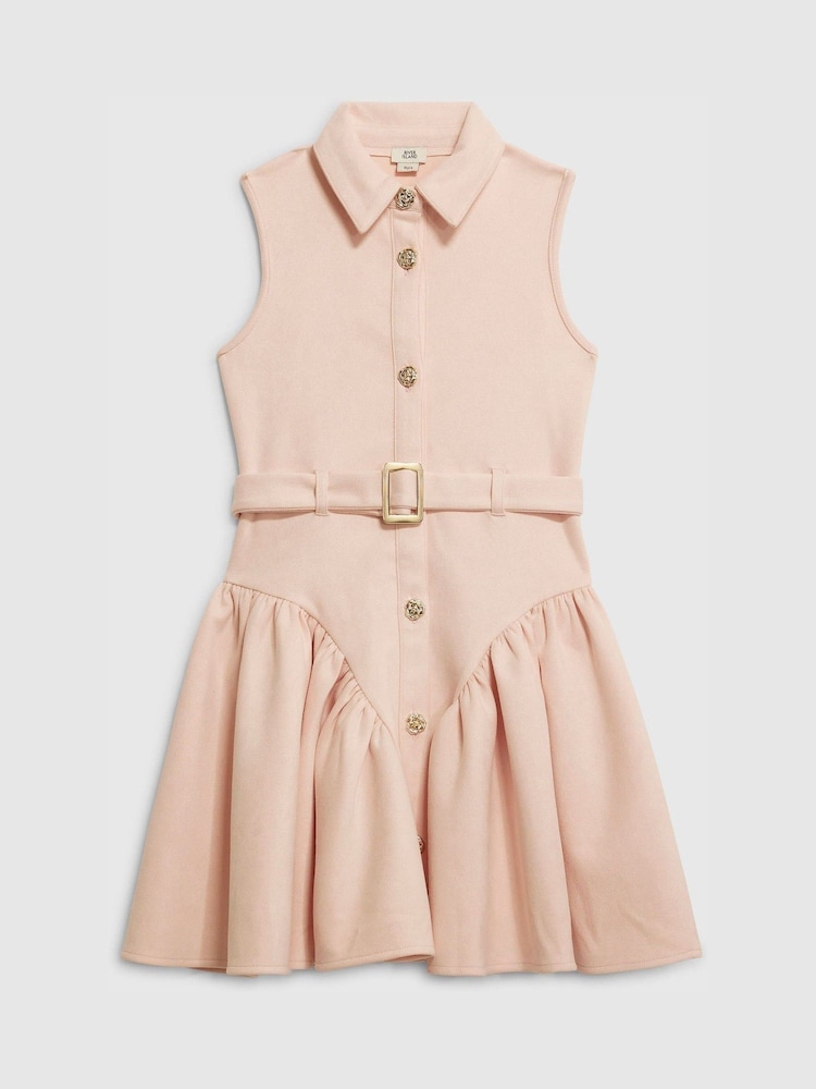 River Island Pink Suedette Sleeveless Prom Dress - Image 1 of 4
