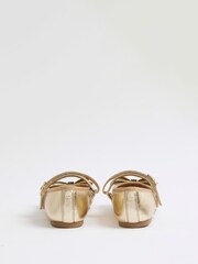 River Island Gold Metallic Bow Ballerina Shoes - Image 3 of 4